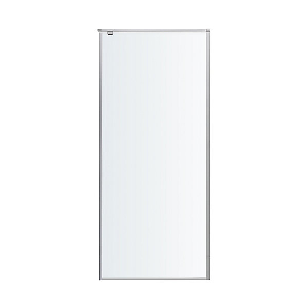 Paroi de douche fixe l.90 x H.195 cm transparente, profilés alu brossé chrome, GoodHome Ezili