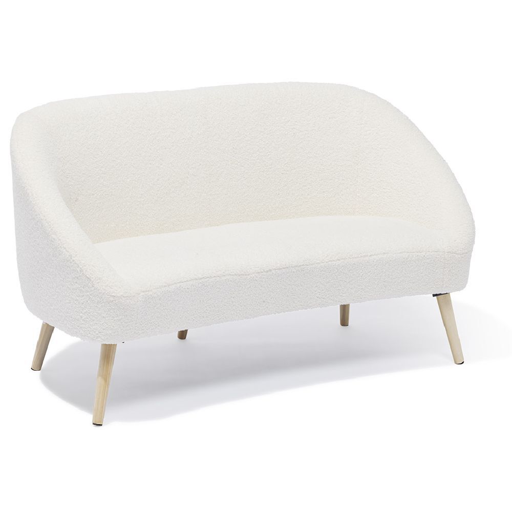 Canapé Joseph curly effet laine bouclée blanc - L137xP69xH79 d