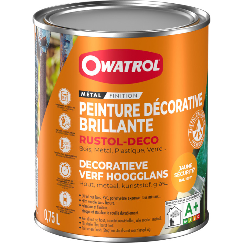 Peinture pour métal Rustol Deco jaune 0,75 L OWATROL