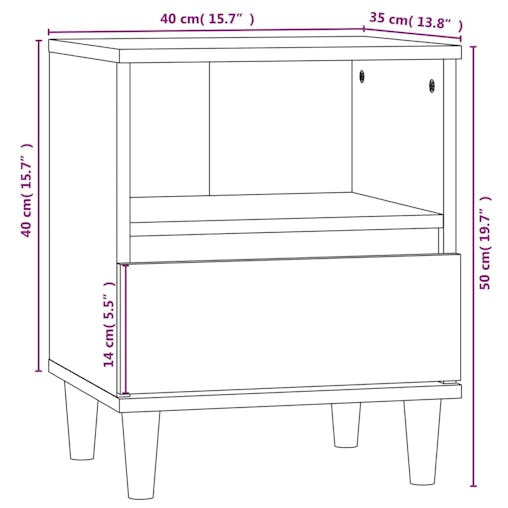 NNEVL Bedside Cabinet Sonoma Oak 40x35x50 cm