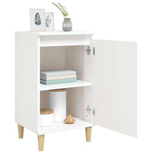 NNEVL Bedside Cabinet High Gloss White 40x35x70 cm Engineered Wood
