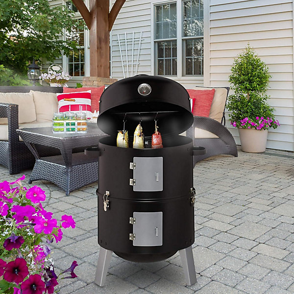 Fumoir Grill et Cuisson Vapeur avec Thermomètre et Sortie Air