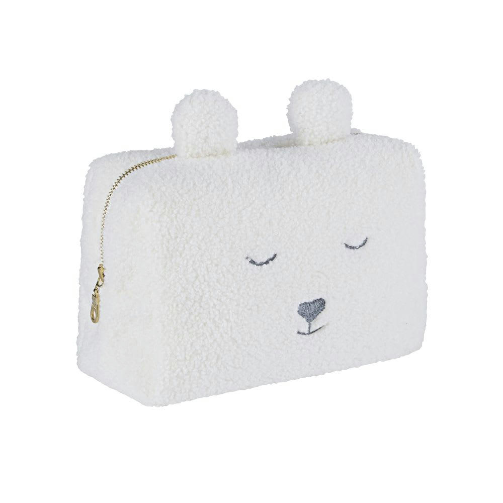 ALESUND - Trousse de toilette bébé ours à bouclettes blanches