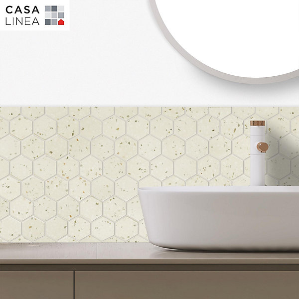 MOSAIQUE HEXAGONE TERRAZZO IVOIRE 1 PLAQUE 30,5 x 30,5 CM CASA LINEA