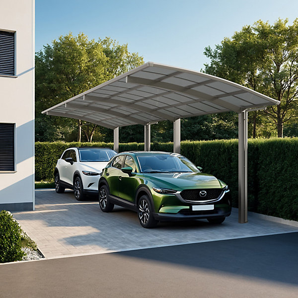 Double CarportMontage Tandem - charge de toiture 100kg/m² -Inox Brillant - Ximax Portoforte