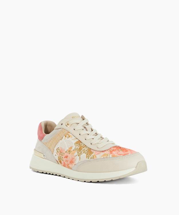 Esmara Blush - Leather Floral Lace-Up Trainers