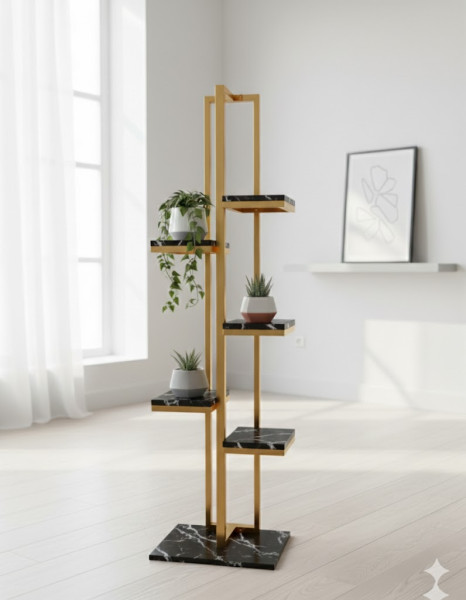 Kwietnik King półka stojak duży metalowy loft glamour złoty