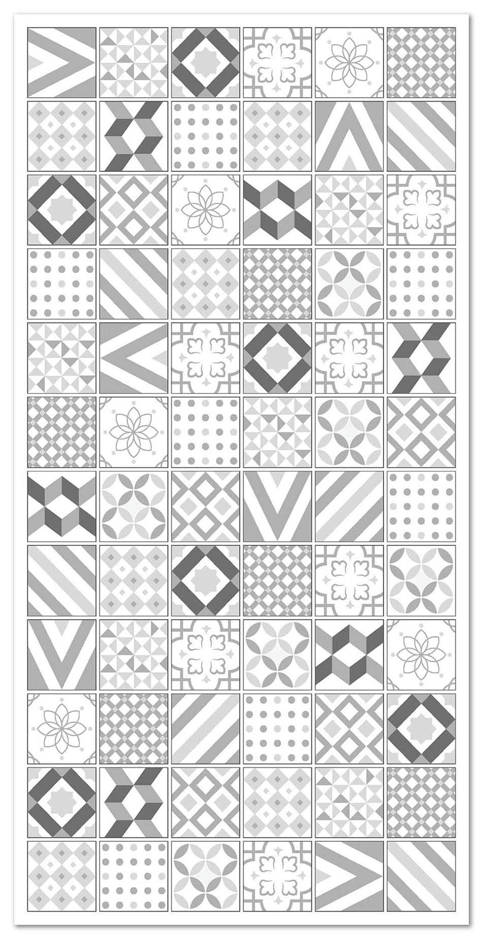 ALFOMBRAS AZULEJOS - Tapis vinyle carreaux ciments love gris 60x200cm