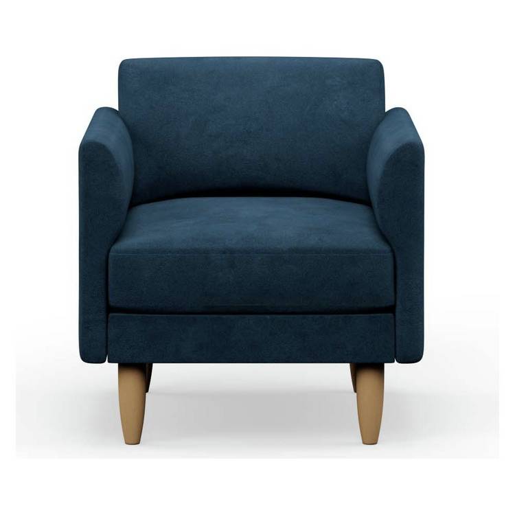 Hutch Velvet Curve Arm Armchair - Ink Blue