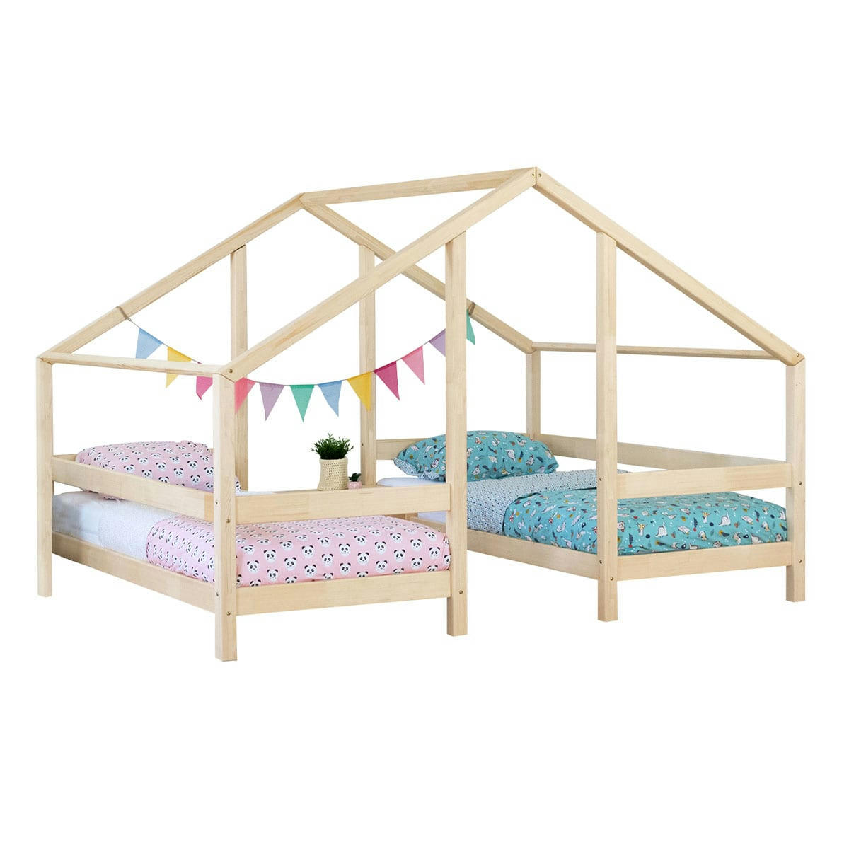 - Lit cabane pour 2 enfants 90x200 villy naturel