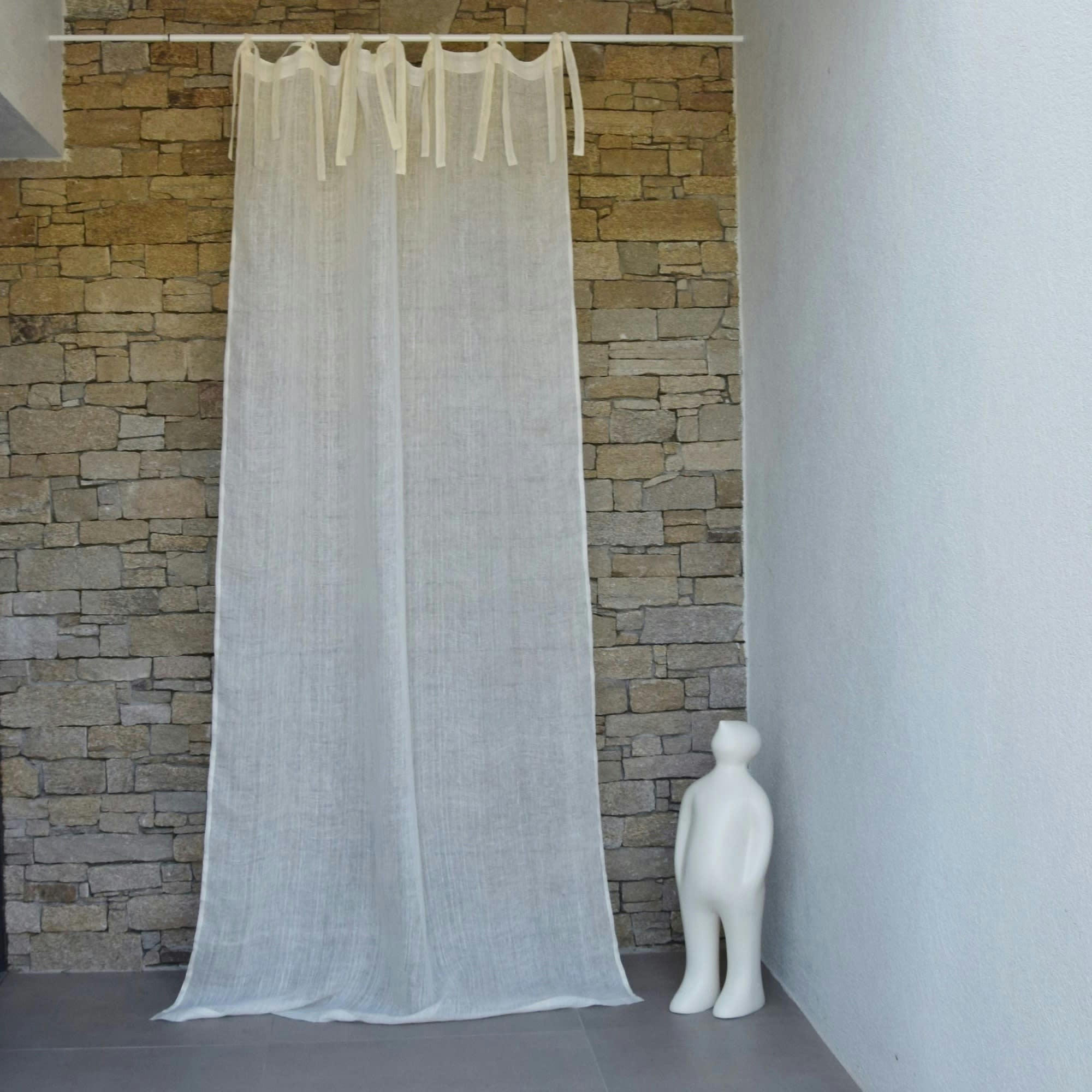 GAZE DE LIN FINE - Rideau gaze de lin fine ivoire 140X270 CM