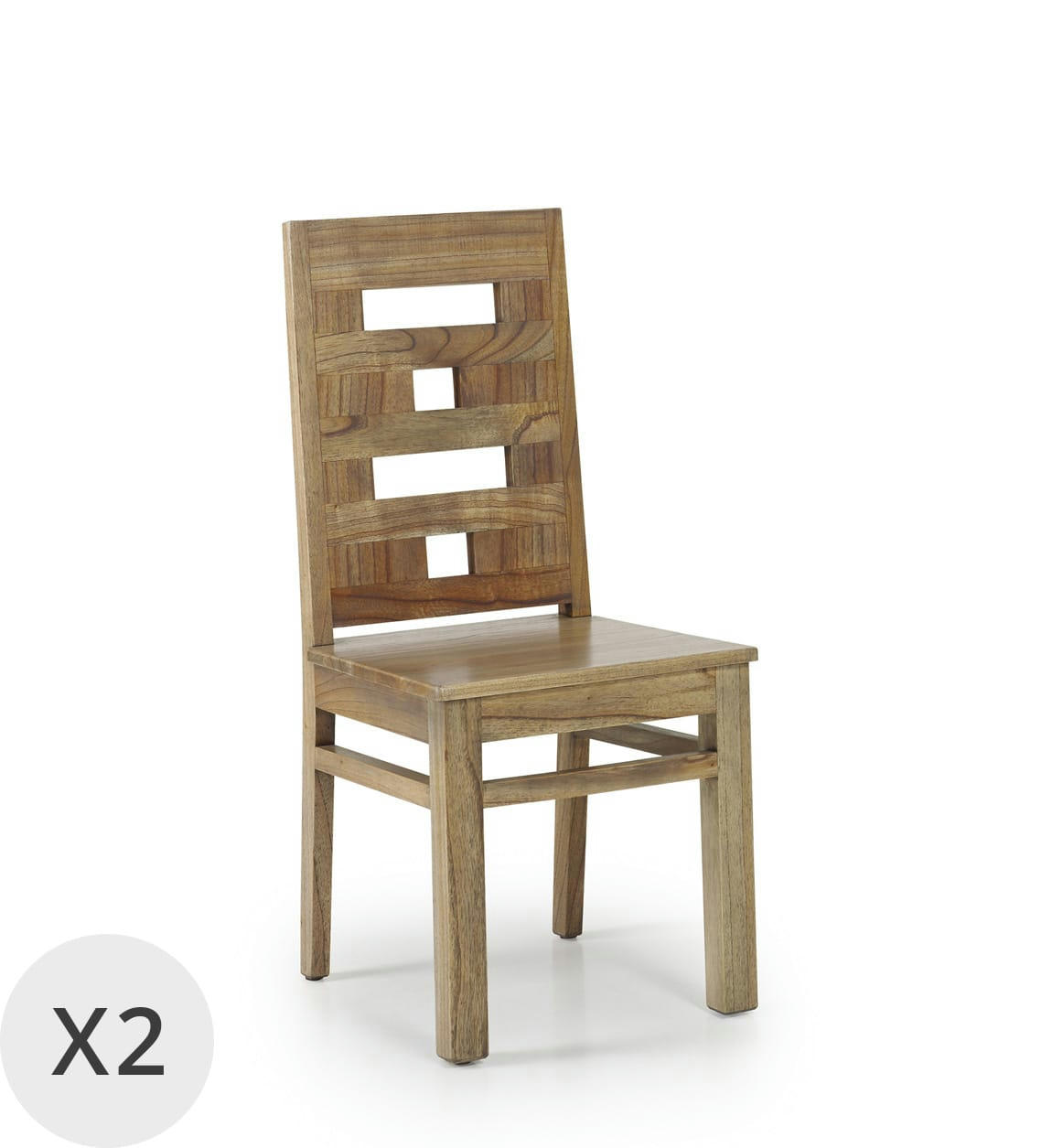 MERAPI - Set de 2 chaises en bois massif beige