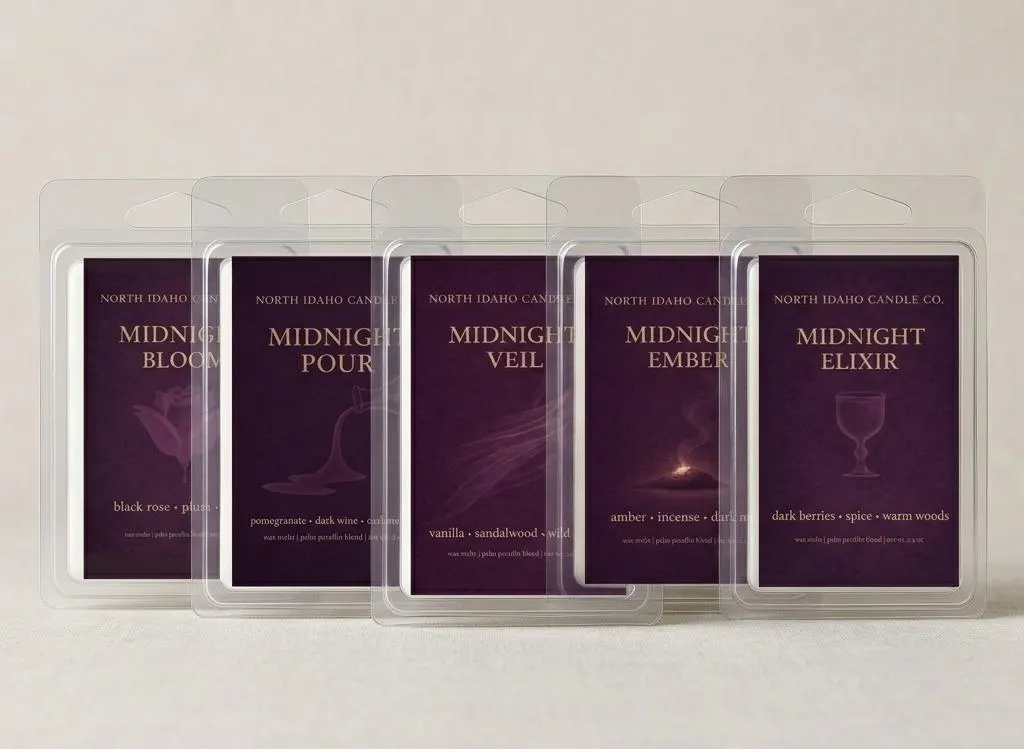 Midnight Collection Gift Set | 5 Luxury Wood Wick Candles | Matte Black Candle Collection | Hand-Poured Candle Gift | Home Fragrance Set