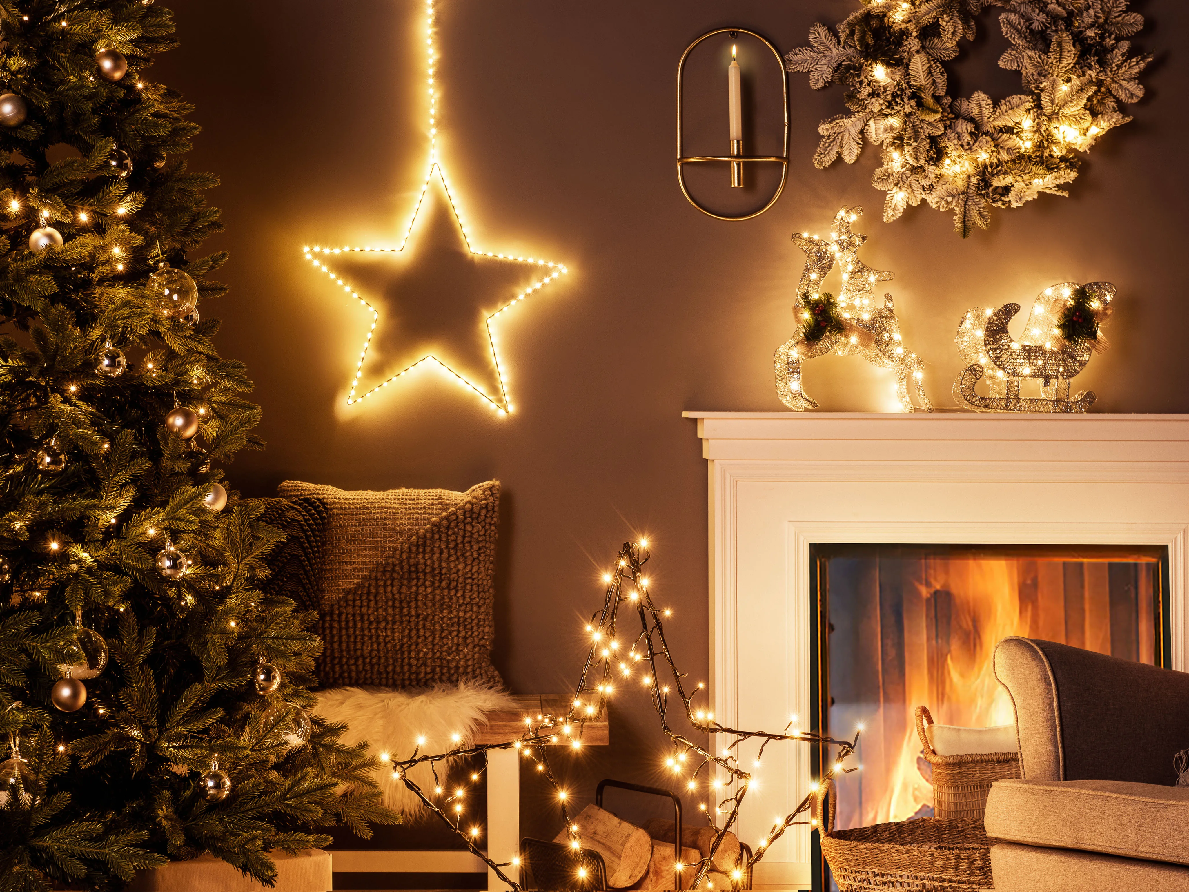 Outdoor Decoration LED ENODAK Reindeer 41 cm Silver