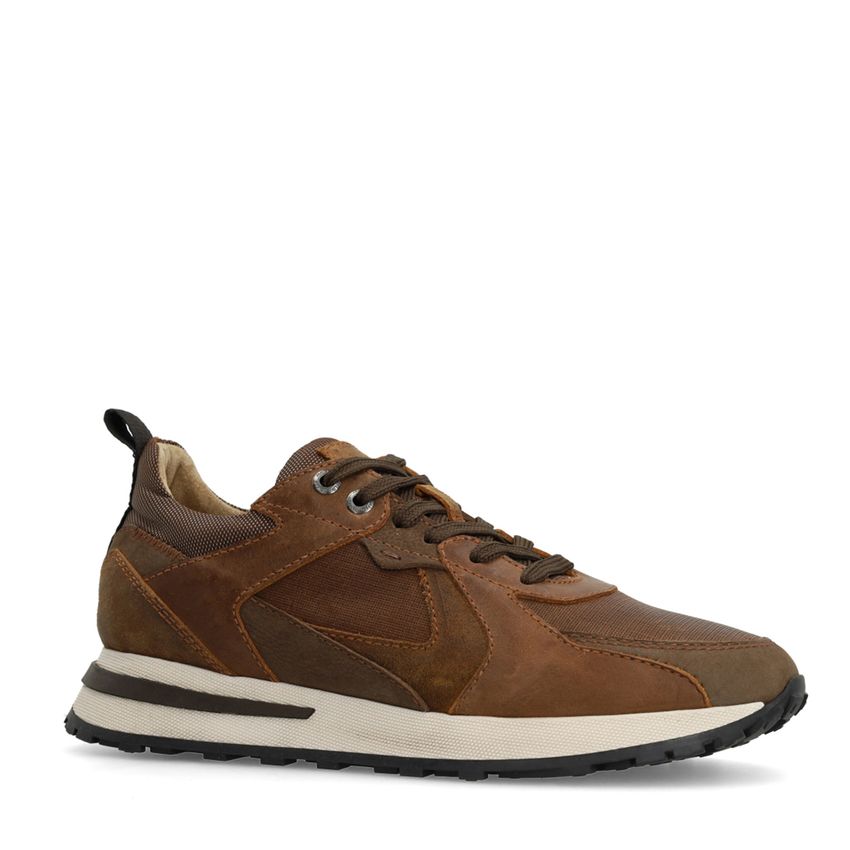 Manfield Cognac leren sneakers