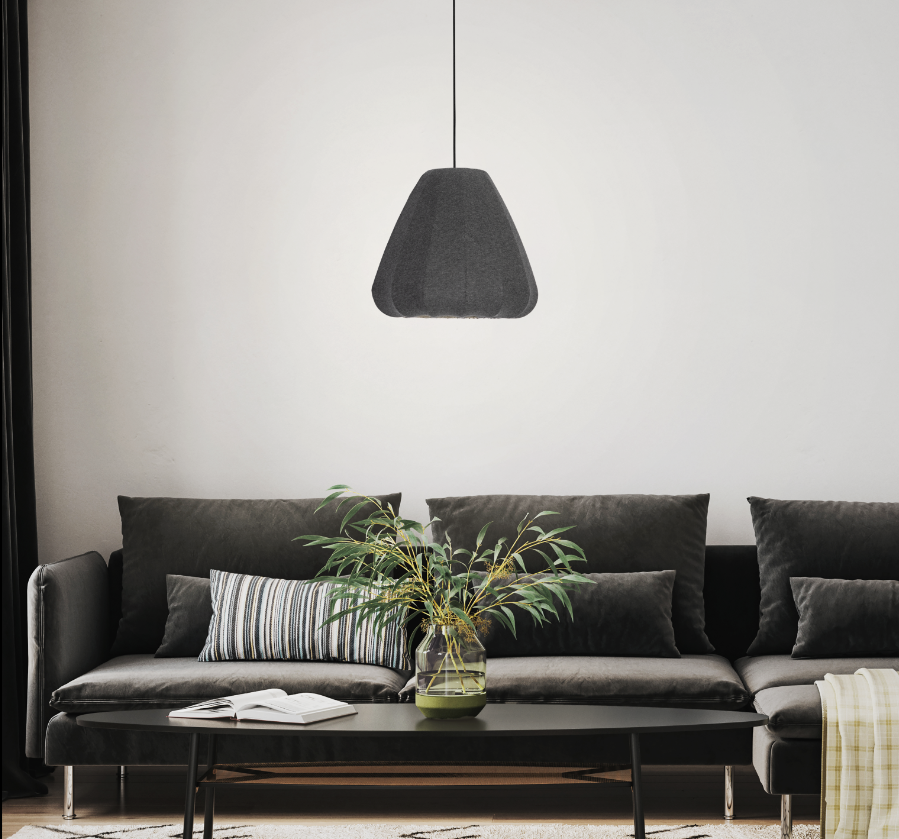 EGLO Barlaston Hanglamp - E27 - Ø 35 cm - Zwart Grijs - Textiel