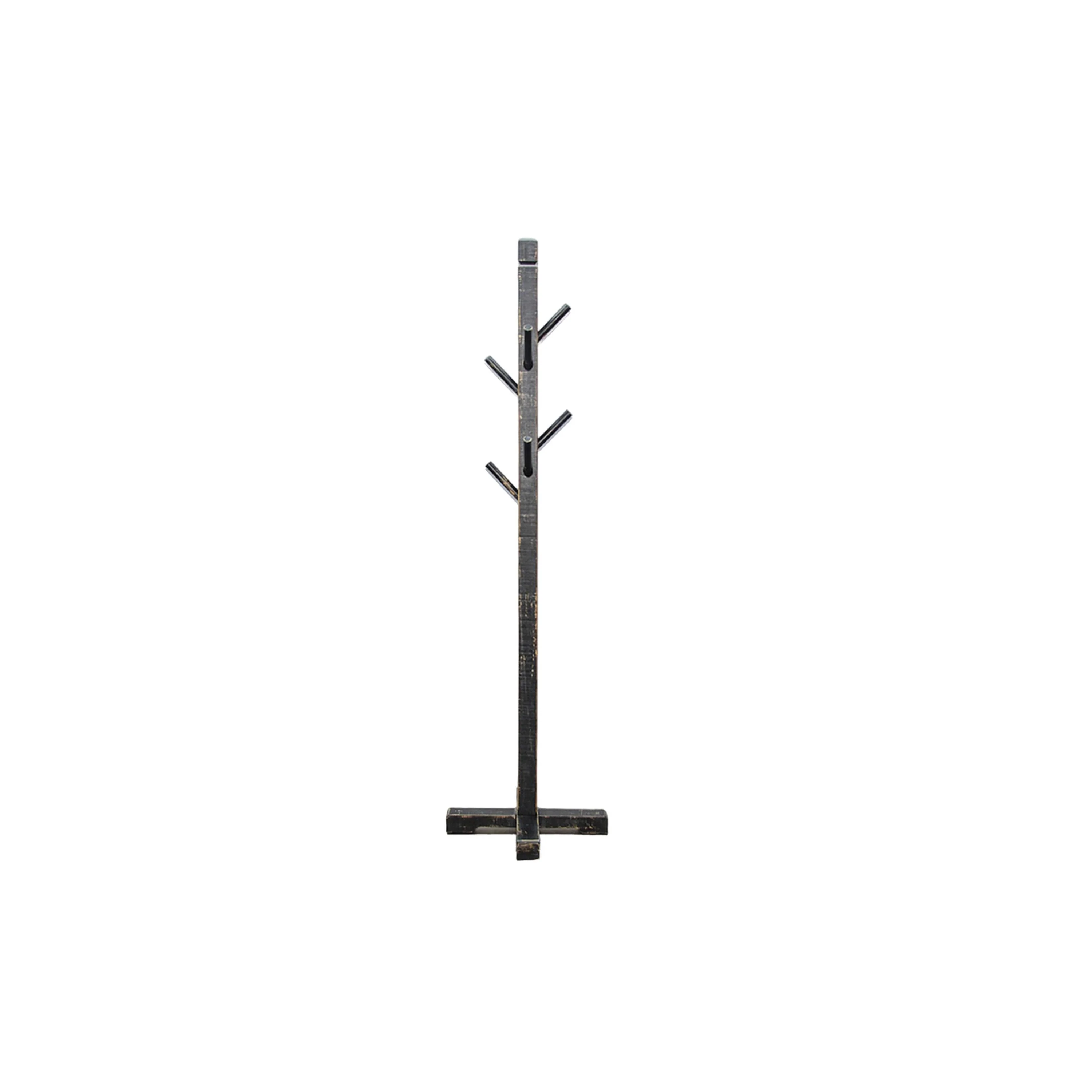 Rena Coat, Hat Rack Stand, 8 Wood Stems, 72 Inch Rustic Black Mahogany