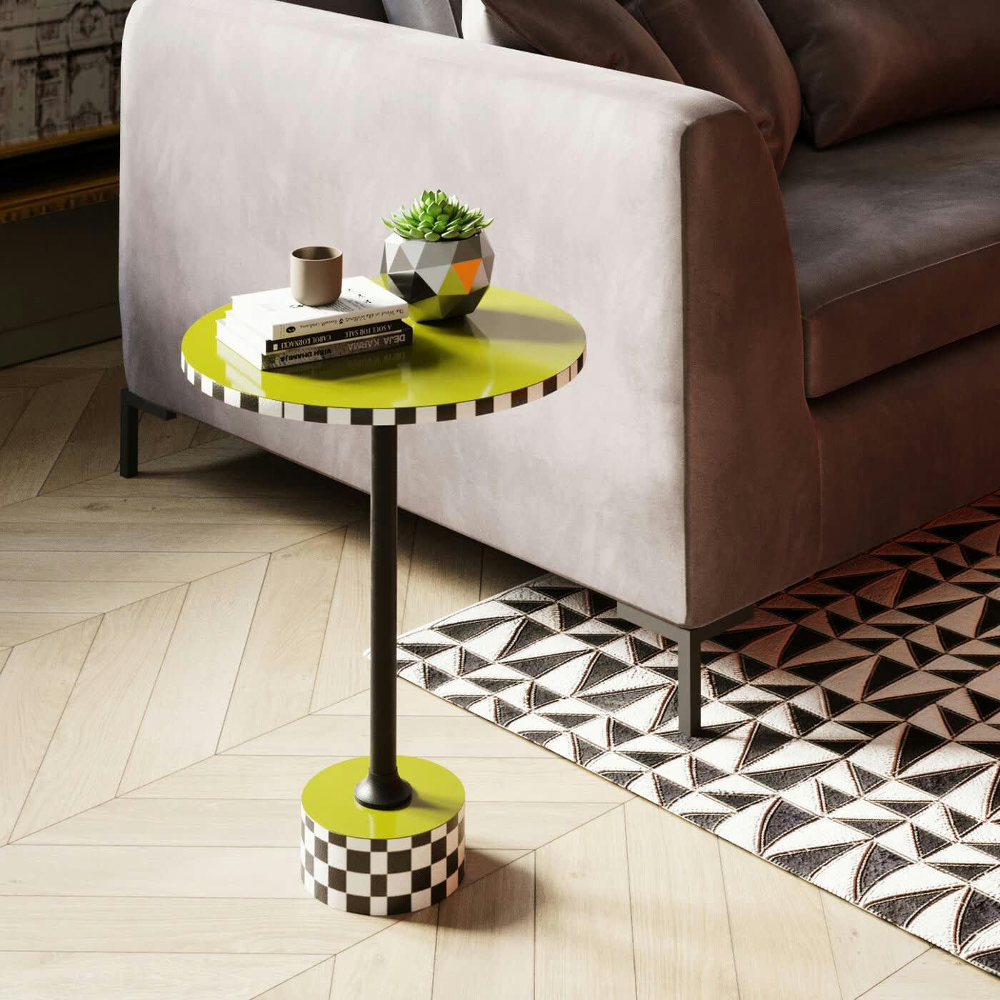 DOMERO - Table d'appoint Domero Checkers 25cm verte Kare Design