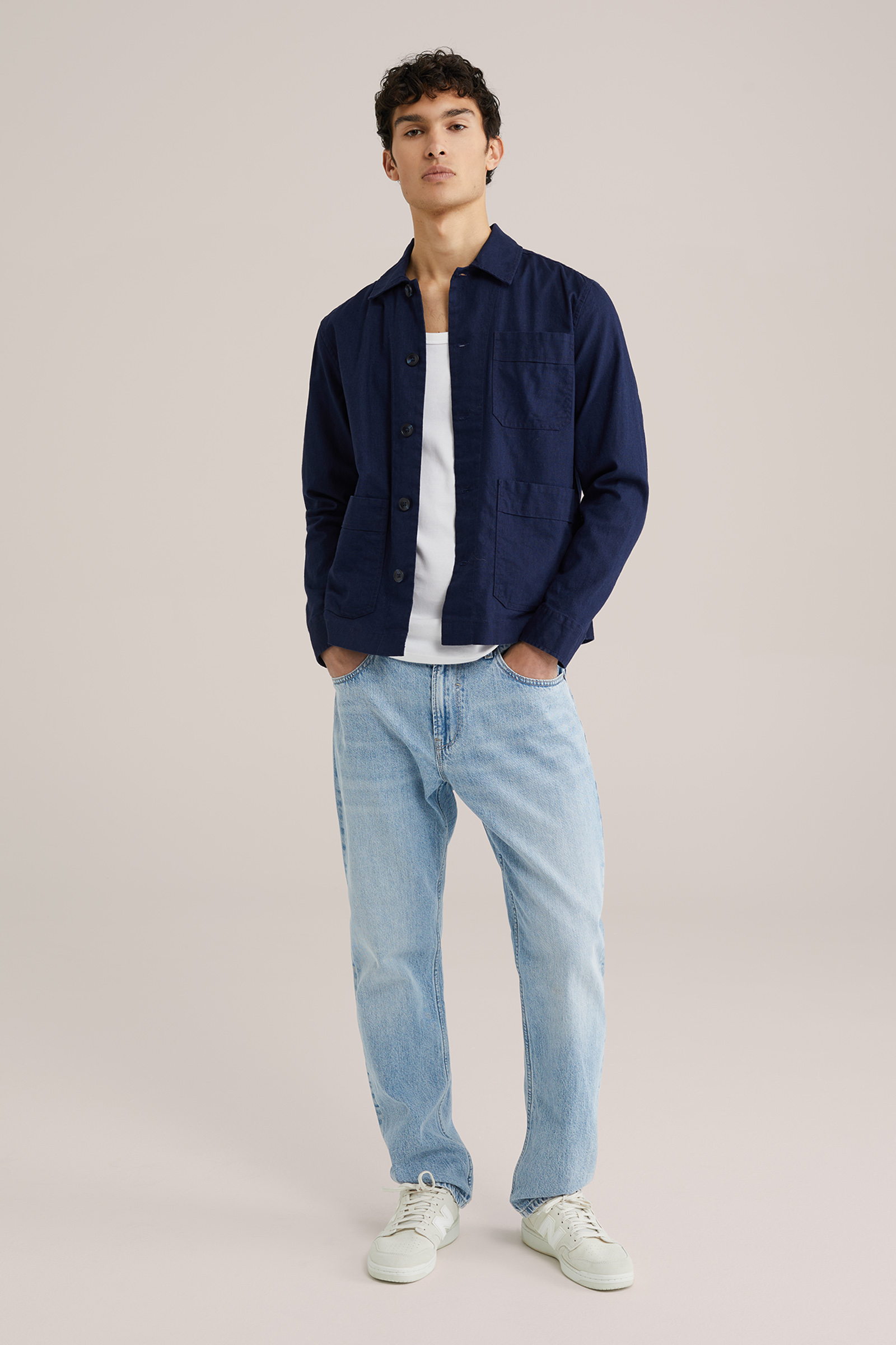 Heren Regular fit overshirt van linnenmix