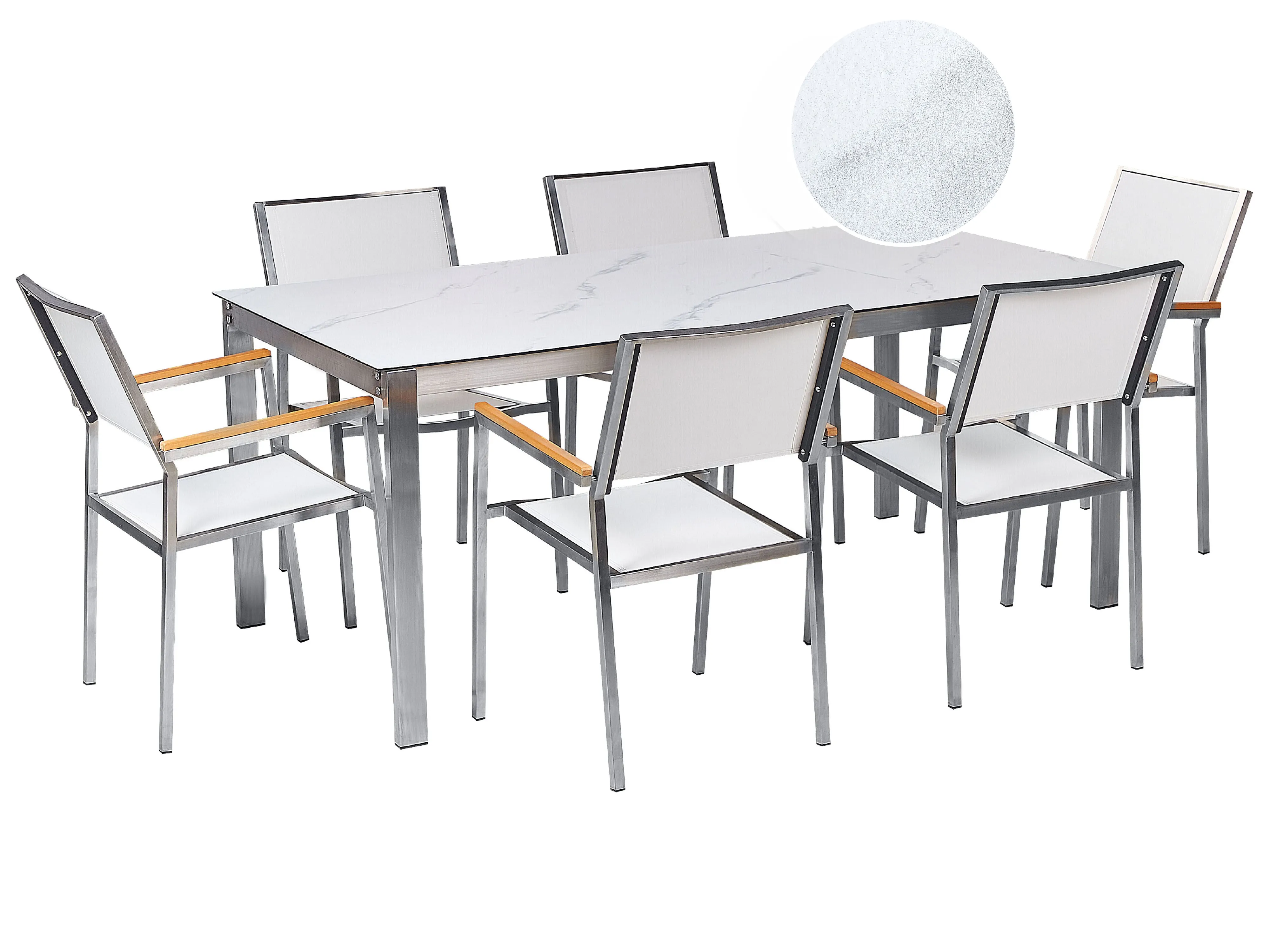 Garden Dining Set 4 Seater COSOLETO/GROSSETO Tempered Glass Marble Effect White Marble
