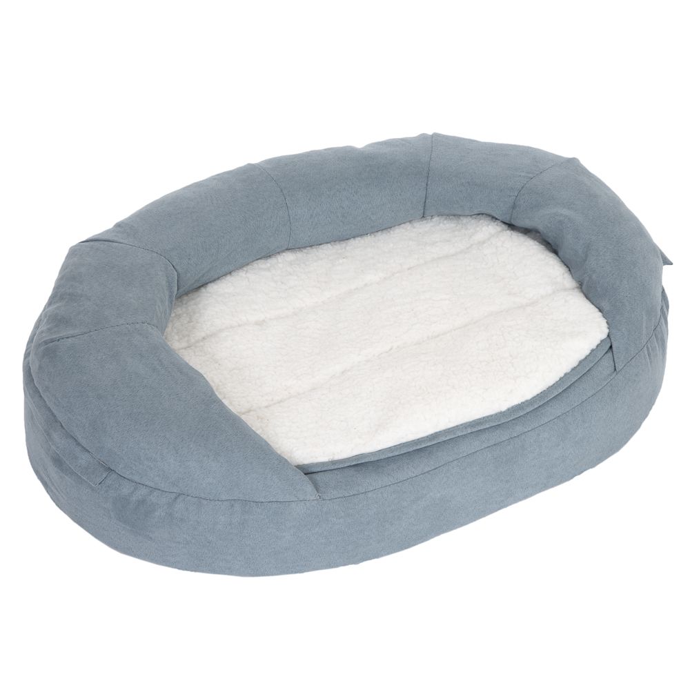 Oval Memory Foam Dog Bed, grey-blue