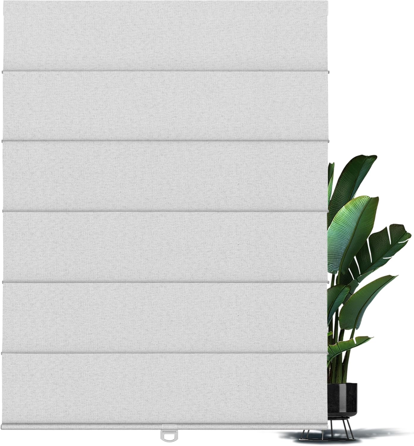 BERISSA Cordless Roman Shades for Windows Blackout,Pull Down Linen Fabric Roman Blinds,Privacy Window Shades for Door Windows,Bedroom,Office,Easy to Install,Misty White,72 W x 78 H.