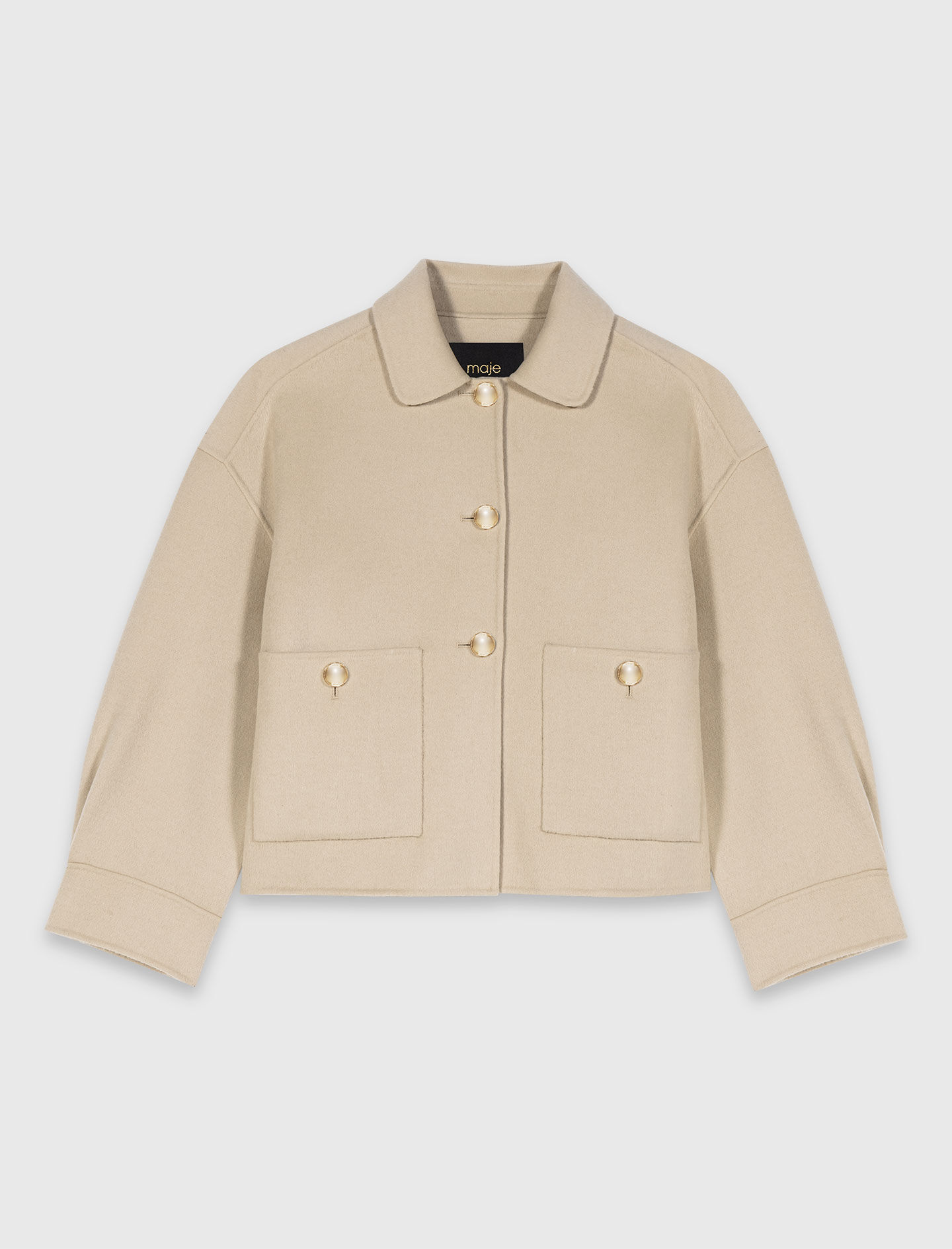Veste courte en laine et dos plissé