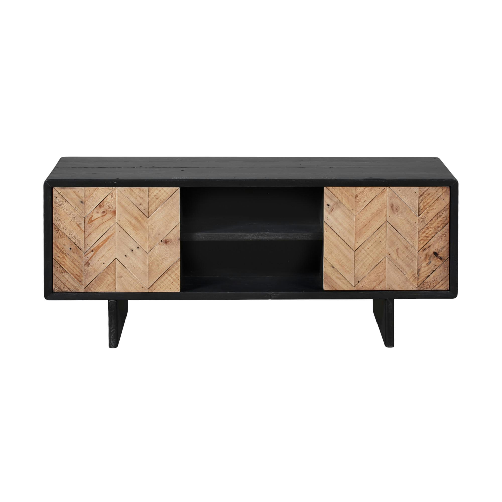 Meuble tv avec rangement en bois recyclé FSC motif chevron FAGA