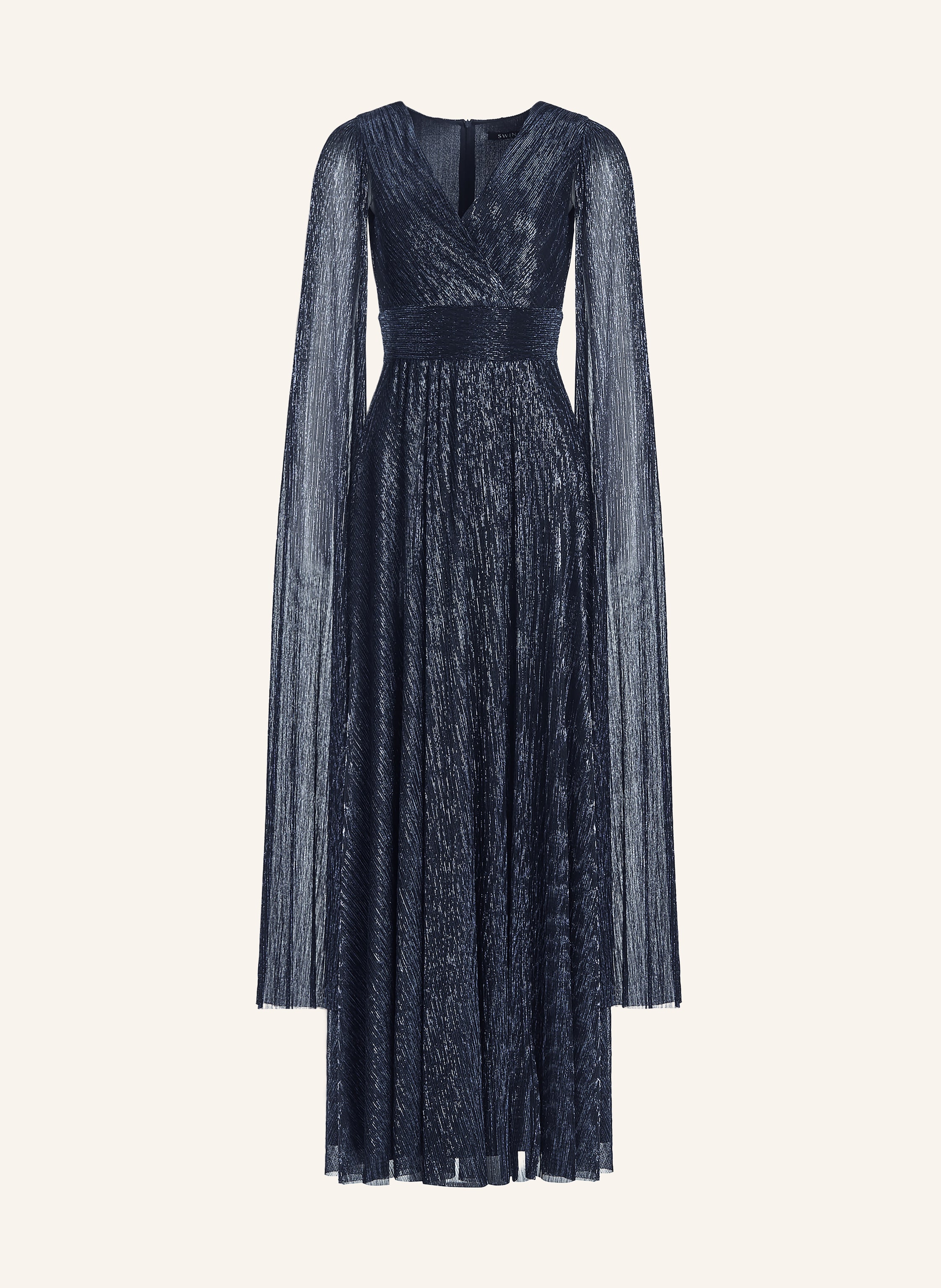 SWING Abendkleid mit Plissees und Glitzergarn