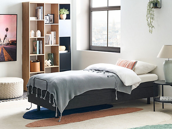 Lit réglable sans tête de lit Tissu DUKE 80 x 200 cm Gris foncé