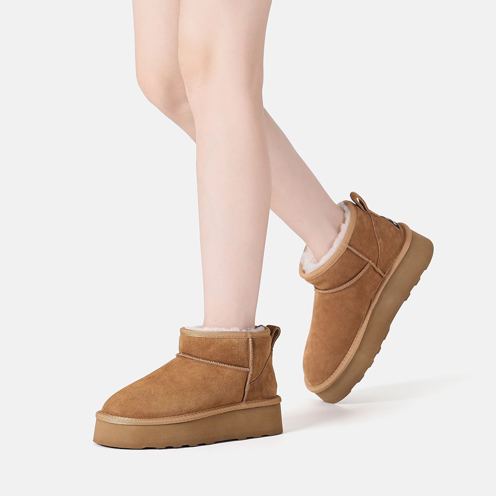 EverAu Australia Real Sheepskin Heron Ultra Mini Platform Boots with EVA Sole