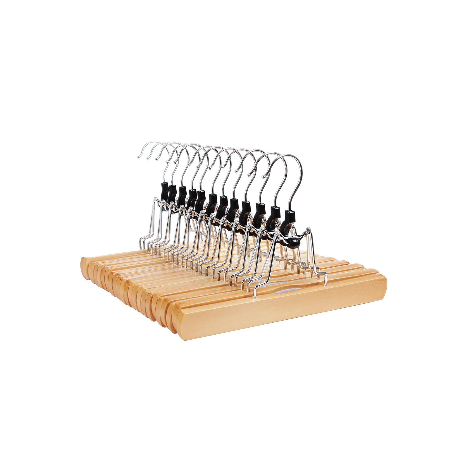12 Cintres-pinces en bois antiglisse