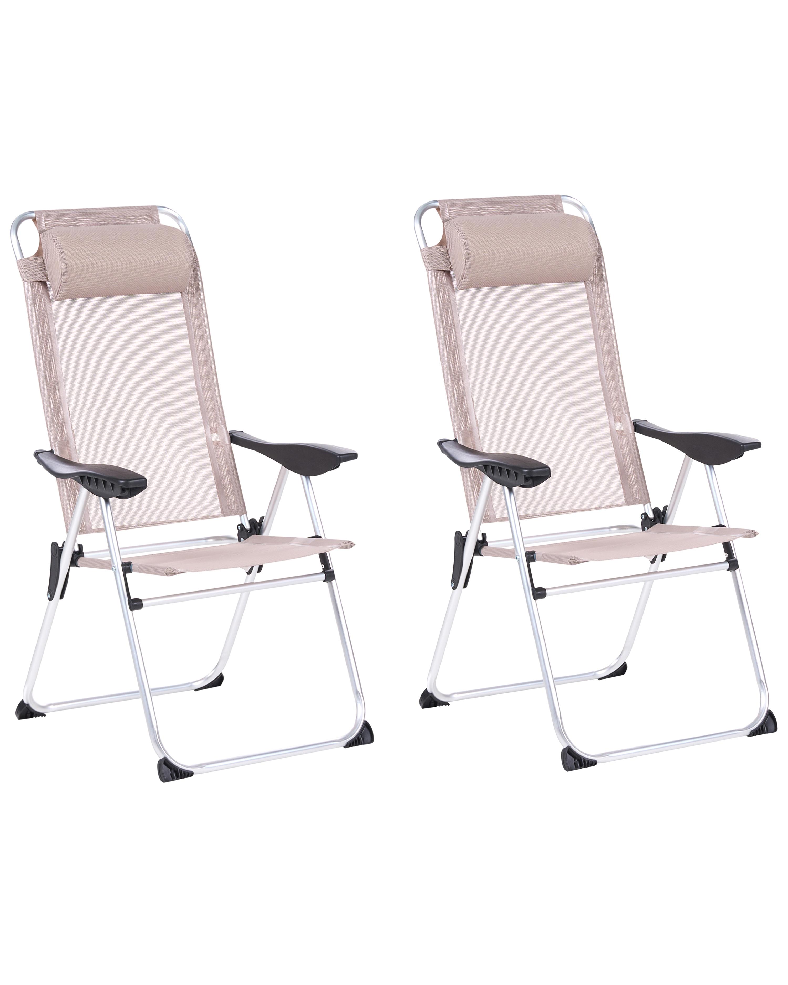 Set of 2 Garden Chairs ASINE Folding Metal Beige