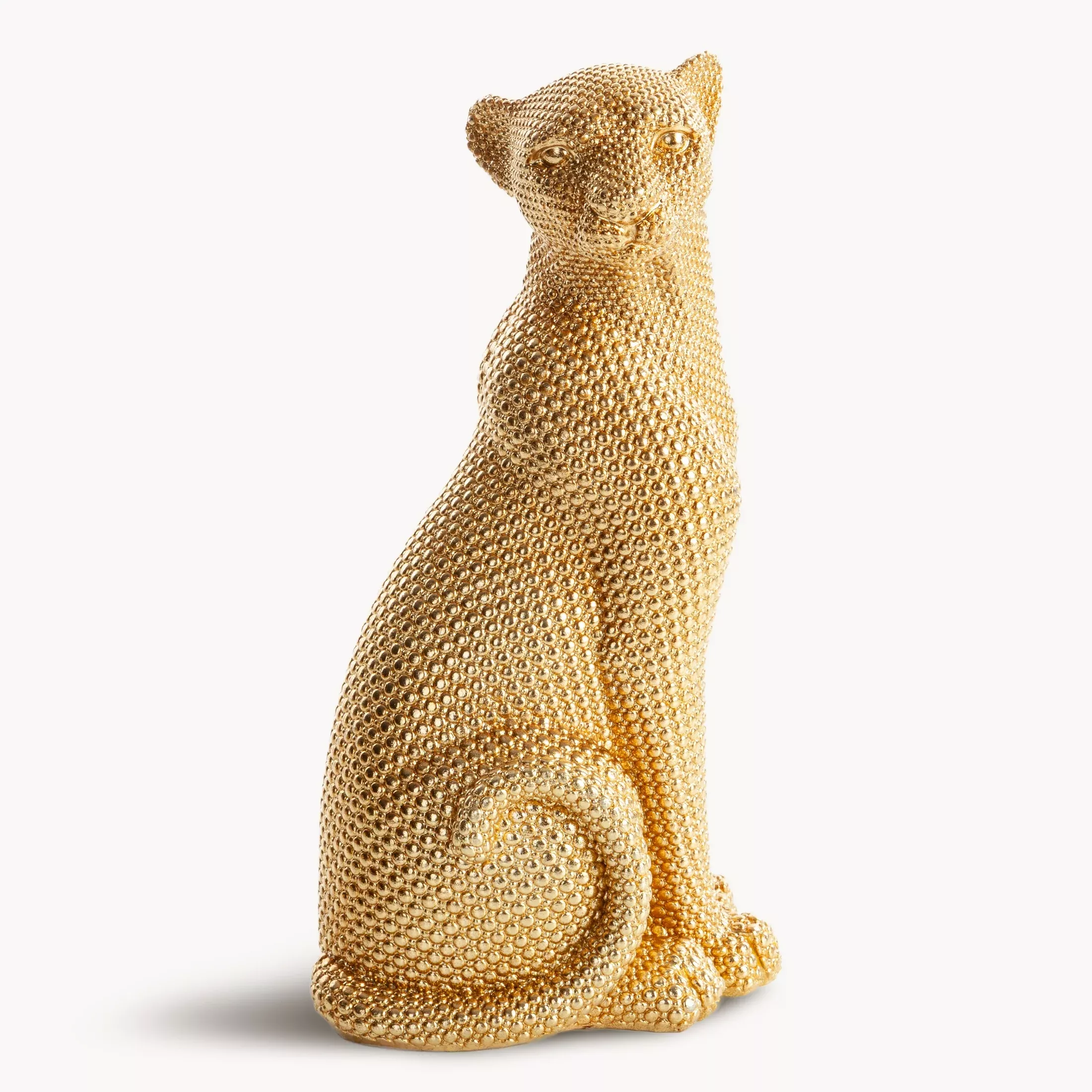Figurka złota gepard pokryty złotymi kuleczkami 15x12x29 cm DEAN