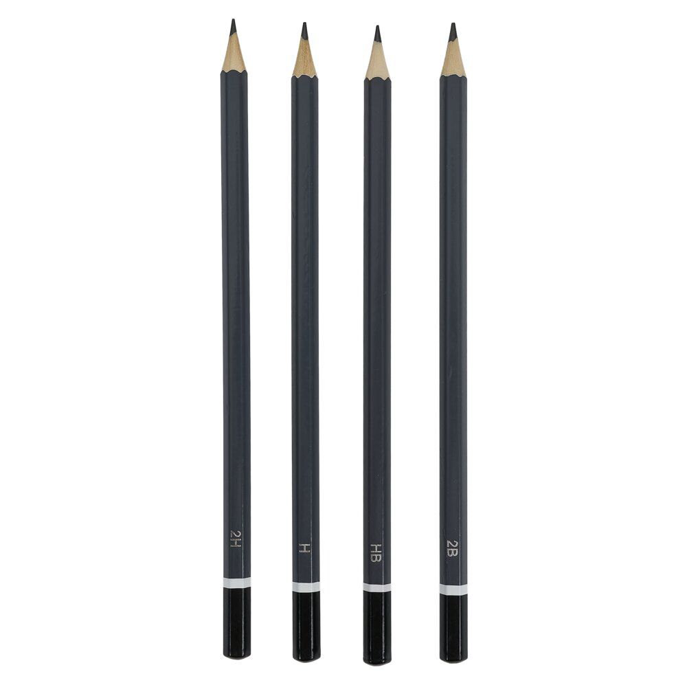 Crayons de bois graphiques 4 pièces HB/2H/H/2B H17cm