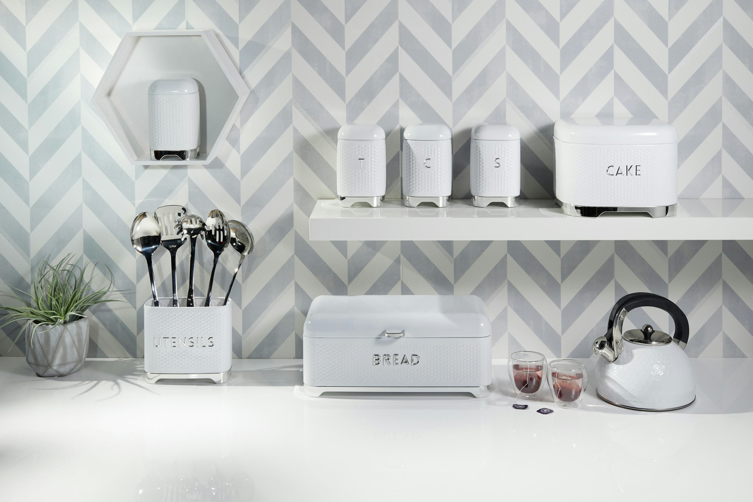 - Boîte à sucre rétro en inox blanc