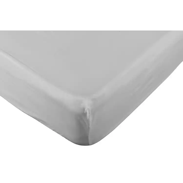 Habitat Pure Cotton 200TC Grey Fitted Sheet - Single