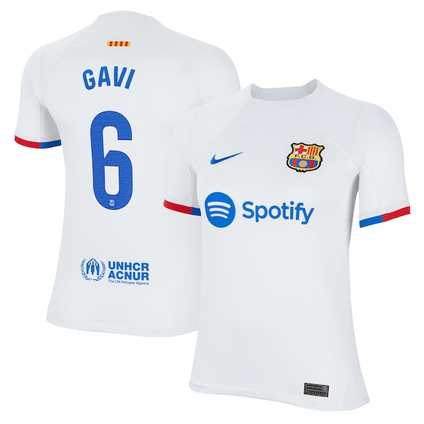 Gavi Barcelona Nike Youth 2023/24 Away Stadium Replica Player Jersey - White