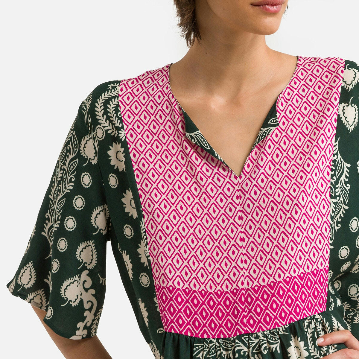 Robe évasée, imprimé ethnique, mi-longue