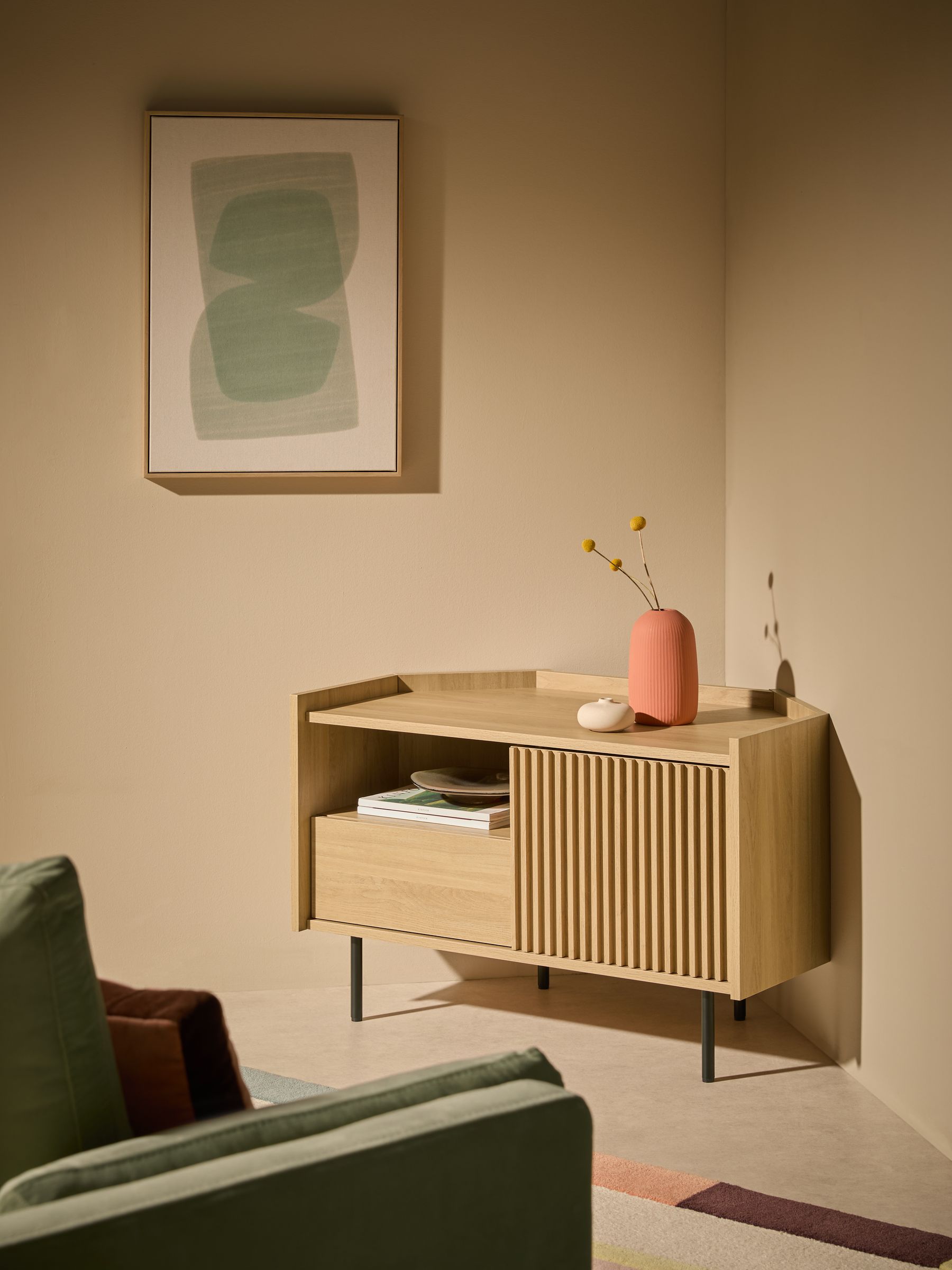 Blaze Corner Up to 50 Inch TV Unit in Oak Effect
