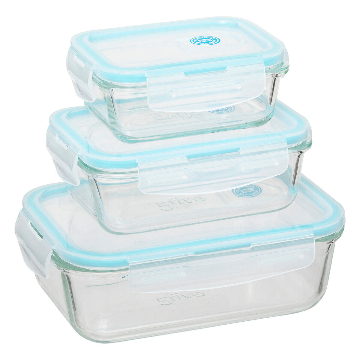 Conjunto de 3 caixas herméticas CLIPEAT em vidro