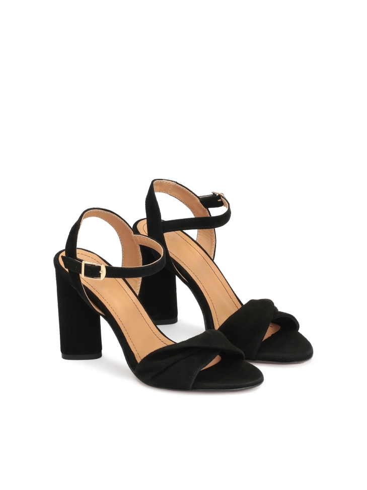 Black suede wide strap sandals