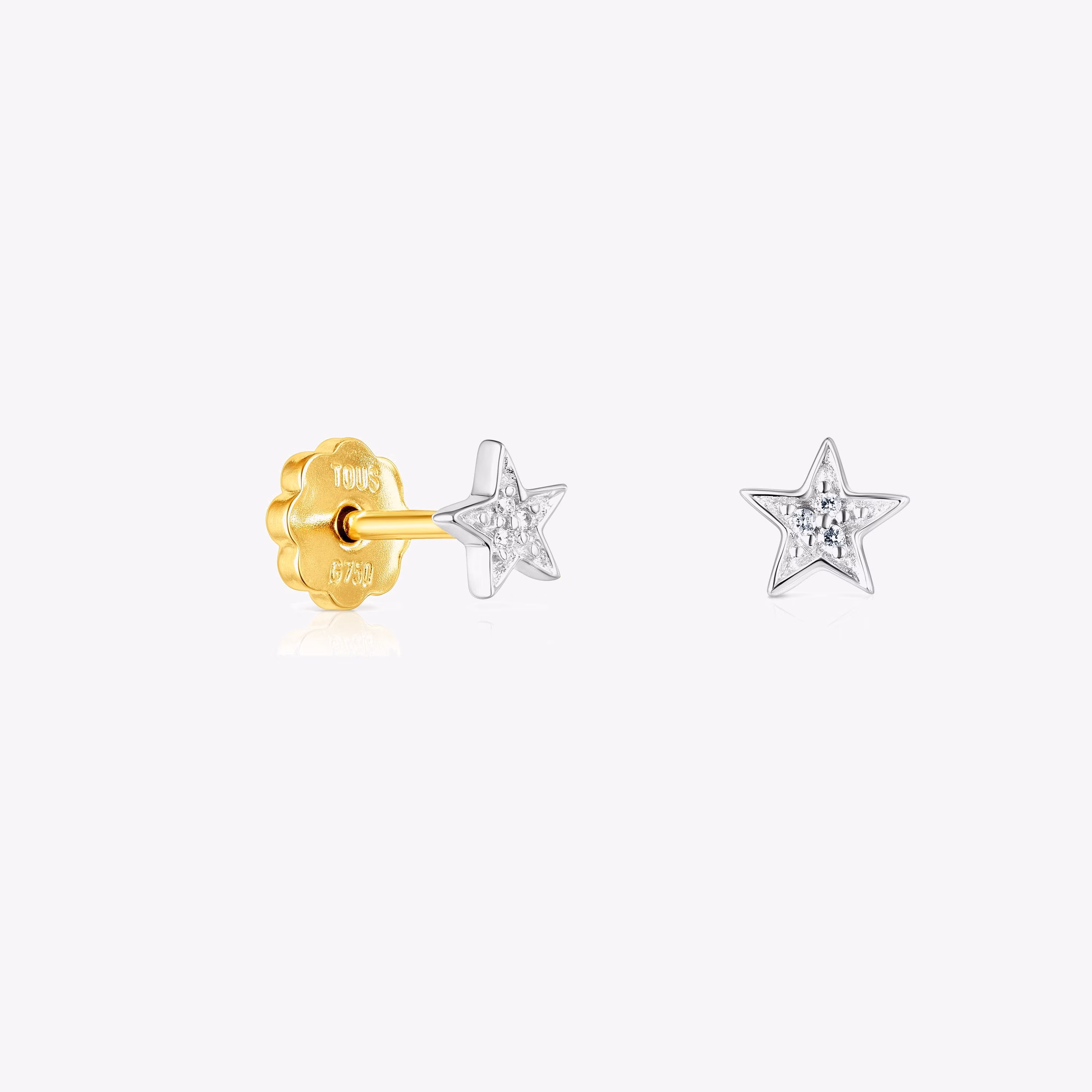 Pendientes estrella de oro blanco y diamantes Puppies