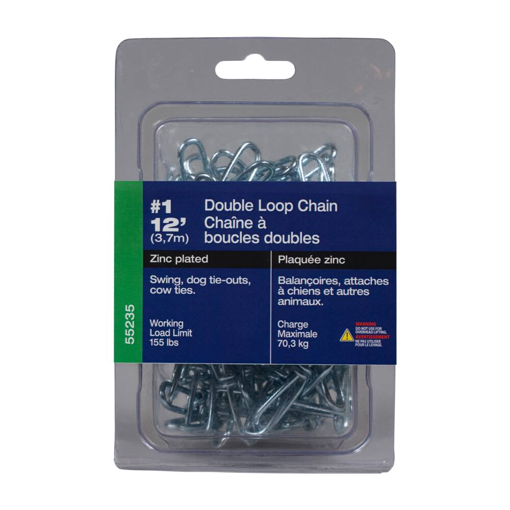 Ben-Mor Double Loop Versatile Chain, Zinc-Plated, 12-ft