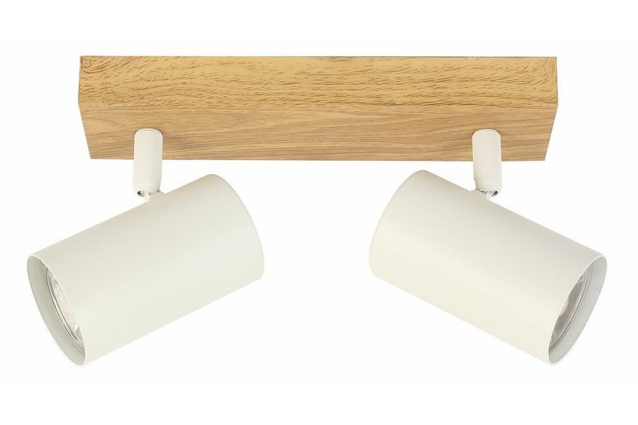 Spot sufitowy jasne drewno-biały Quentin 2xGU10x15W wym:12x26x6cm Reality