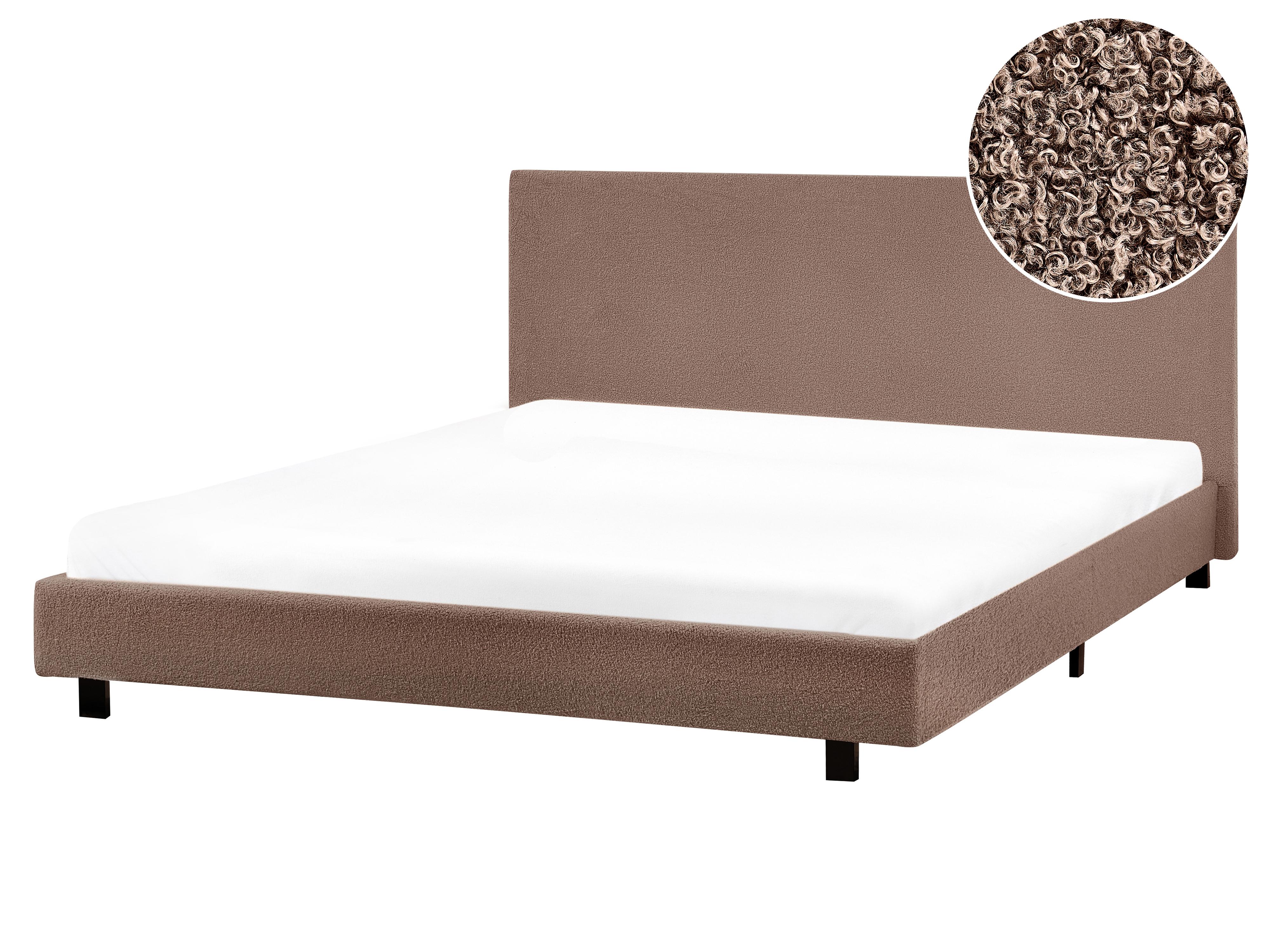 Bed Boucle ALBI 180 x 200 cm (EU Super King) Brown