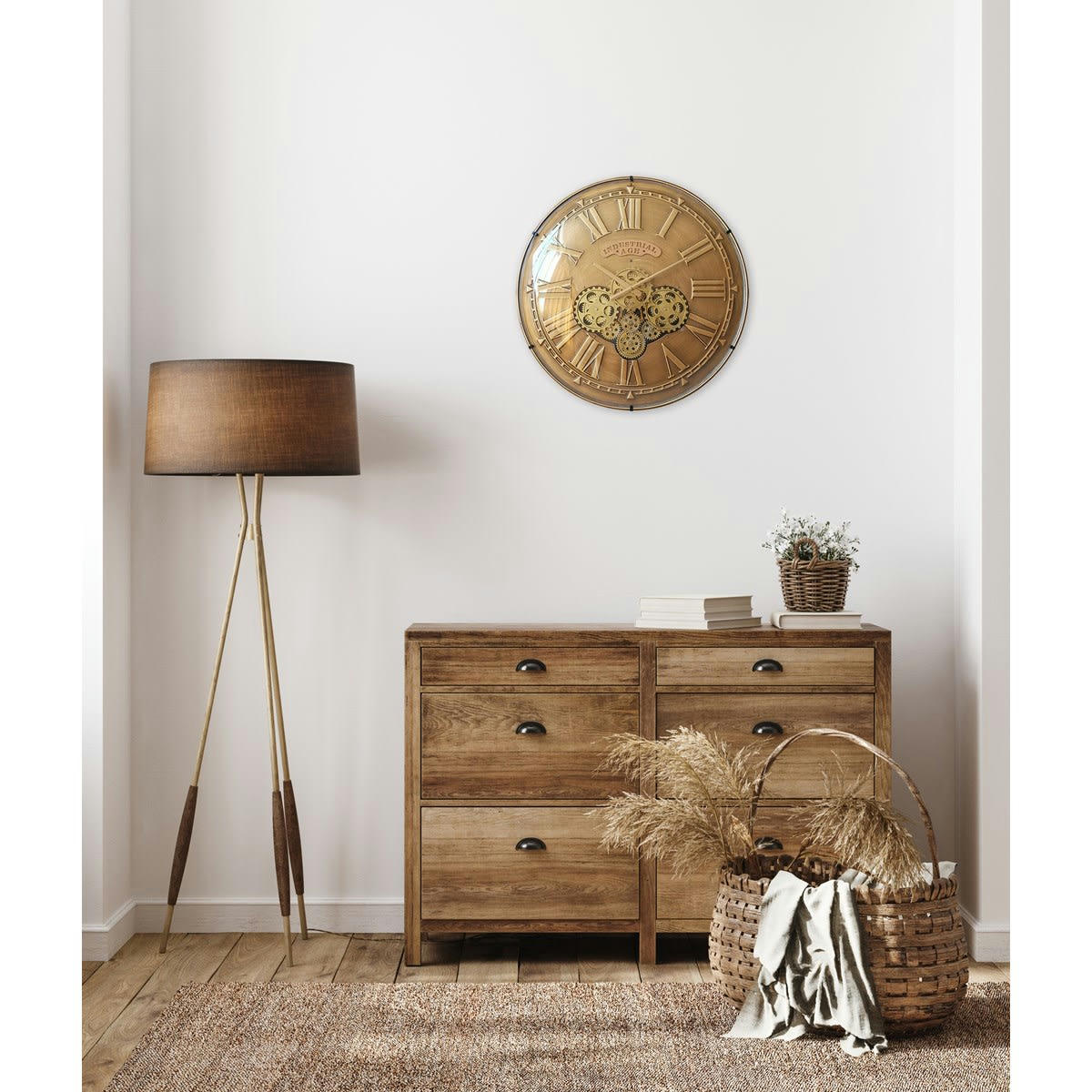 - Horloge mécanisme convexe verre doré 60cm