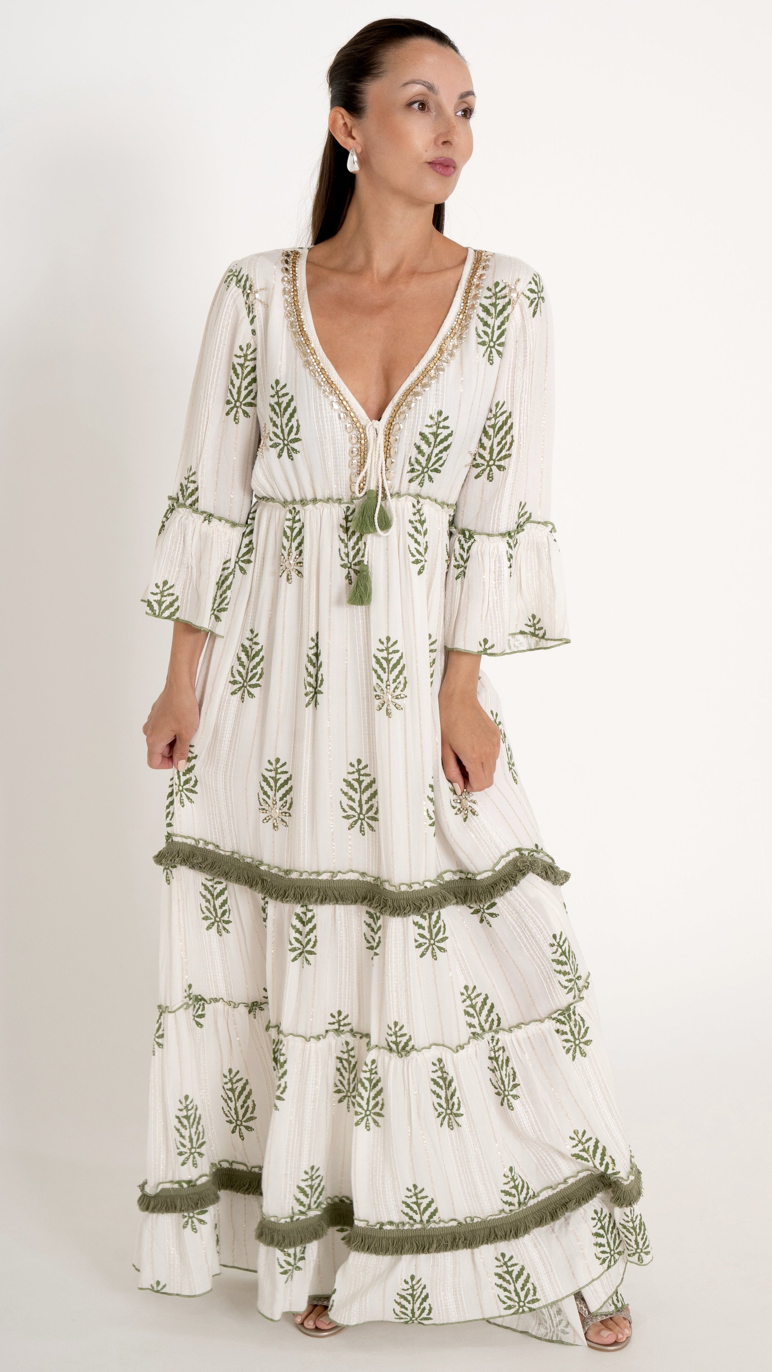 BOHO MAXIKLEID MIT STICKEREI