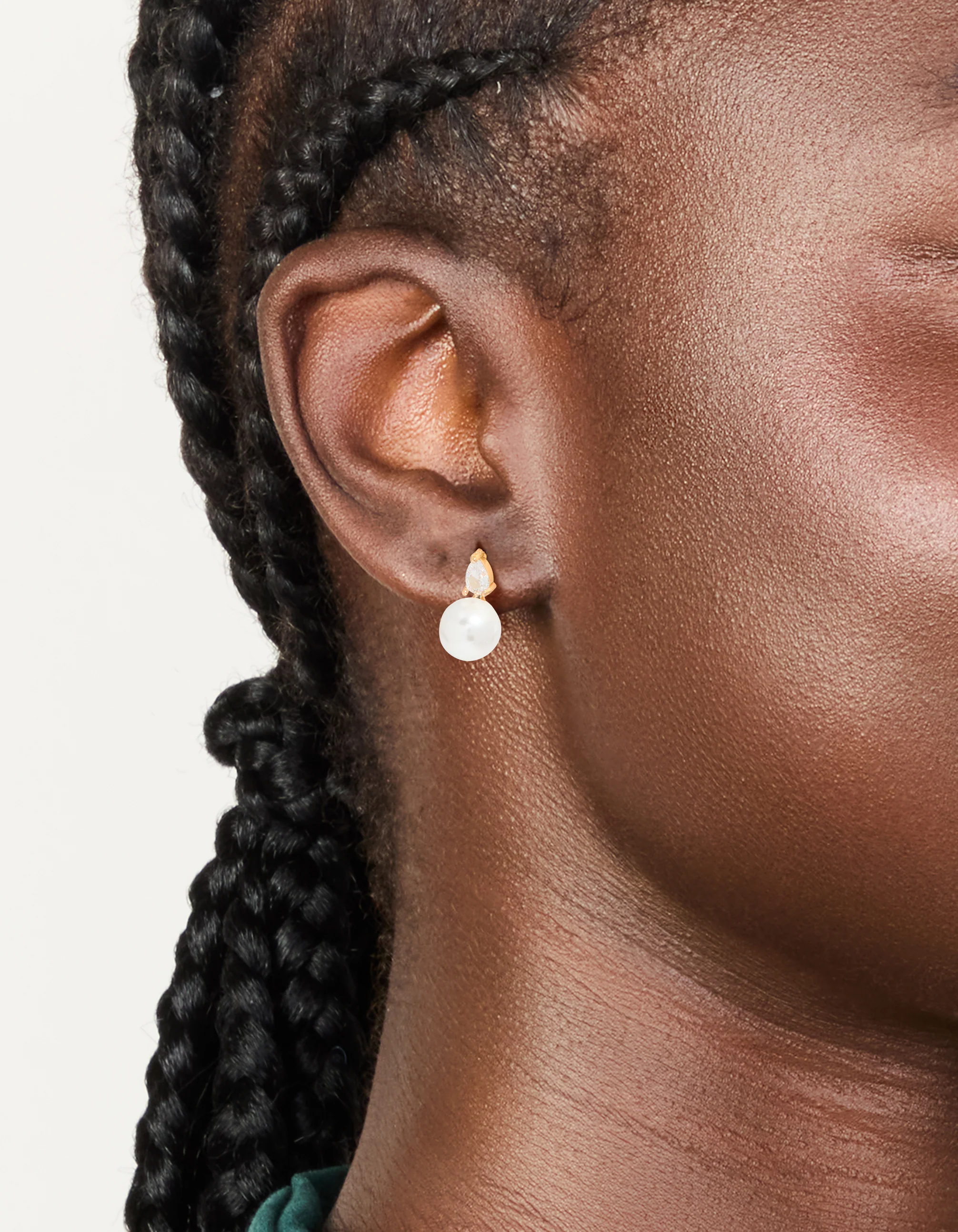 Gold Plated Cubic Zirconia & Pearl Teardrop Earrings