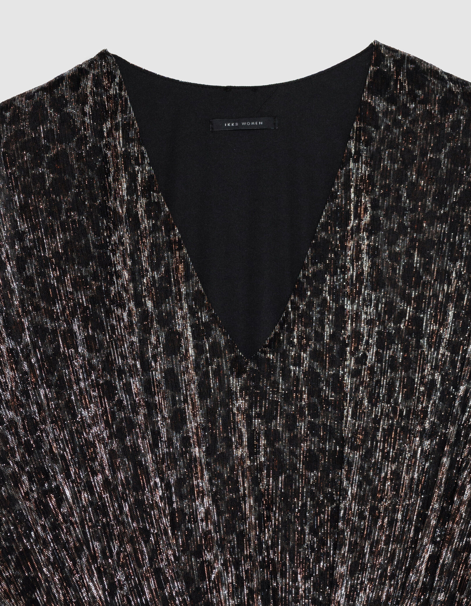 Robe courte noire lurex motif léopard Femme
